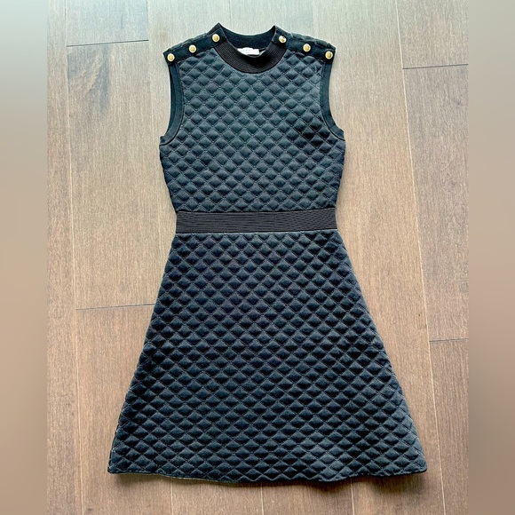 SANDRO PARIS MANY QUILTED LUREX KNIT Sleeveless DRESS BLACK! SIZE 38 NWT! $340+ - Picture 1 of 10